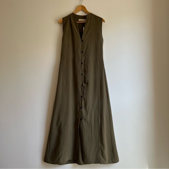 Hackwith Design House Mandarin Collar Dress in Olive - Picture 4 of 16
